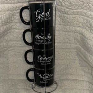 Inspirational Black Stackable Mugs Set